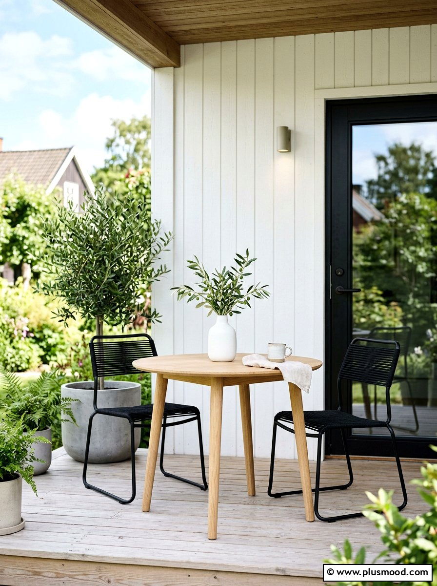 Scandi Style Bistro Set - 25 summer modern front porch ideas