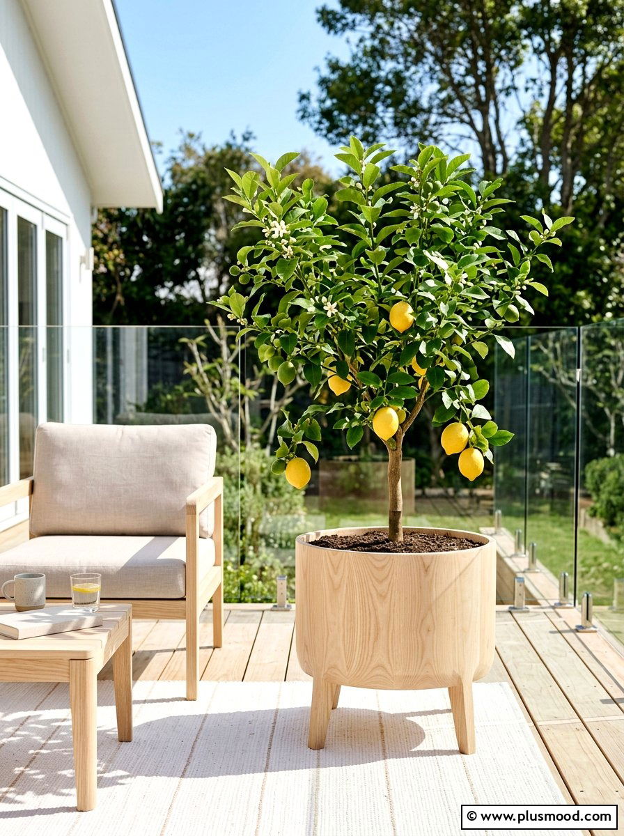 Scandi Style Light Wood Planter - 25 summer lemon tree planter ideas