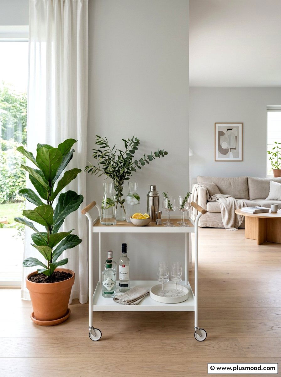 Scandi White Bar Cart - 25 summer bar cart styling ideas for summer