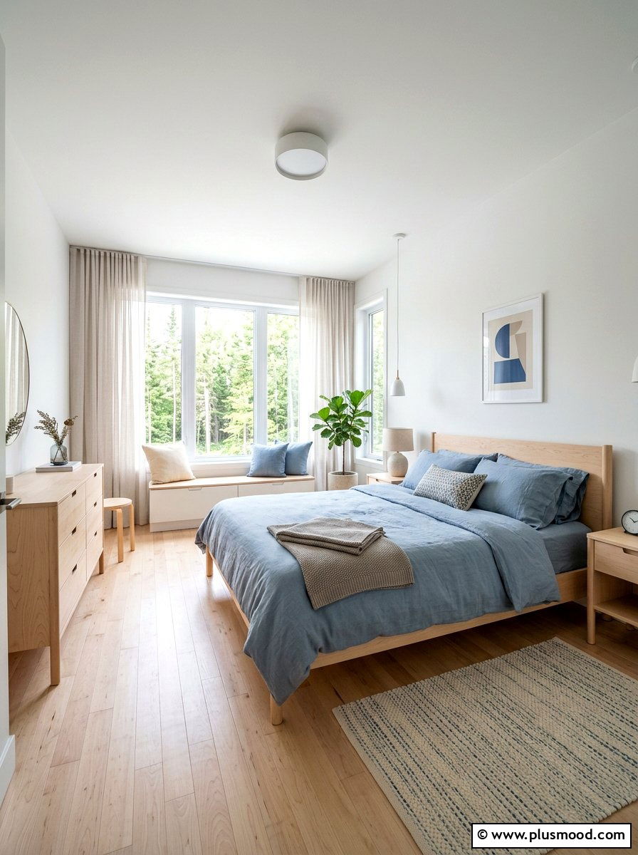 Scandi blue bedroom - 25 summer white and blue bedroom ideas
