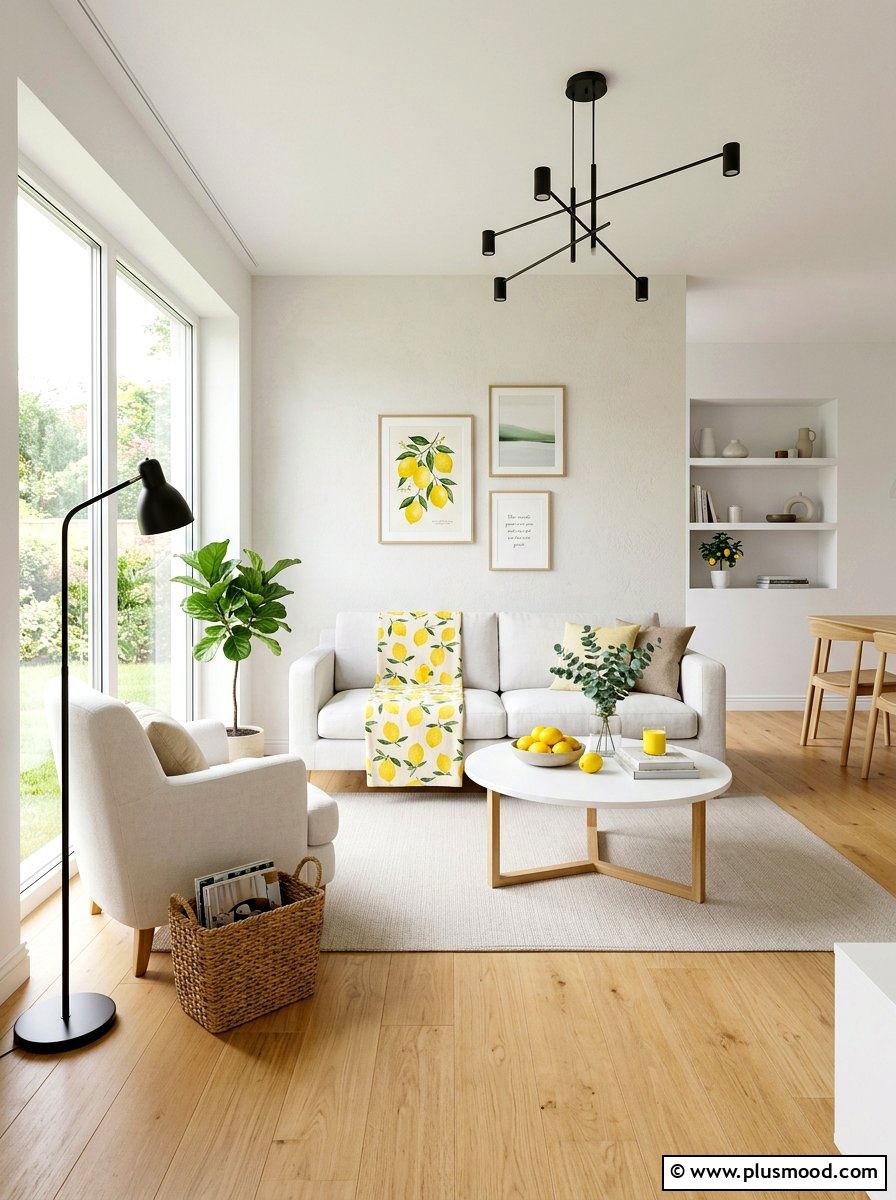 Scandinavian Lemon Living Room - 25 summer lemon decor ideas for living room
