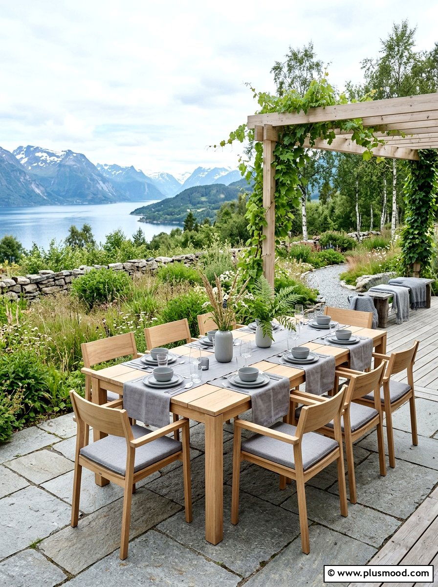 Scandinavian Outdoor Dining Room - 25 small backyard ideas with dining area