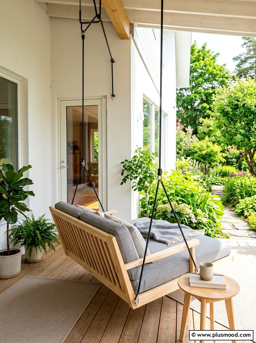 Scandinavian Style Porch Swing - 25 summer front porch swing ideas