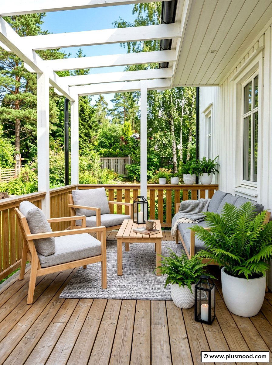 Scandinavian wood porch - 25 summer front porch styling ideas