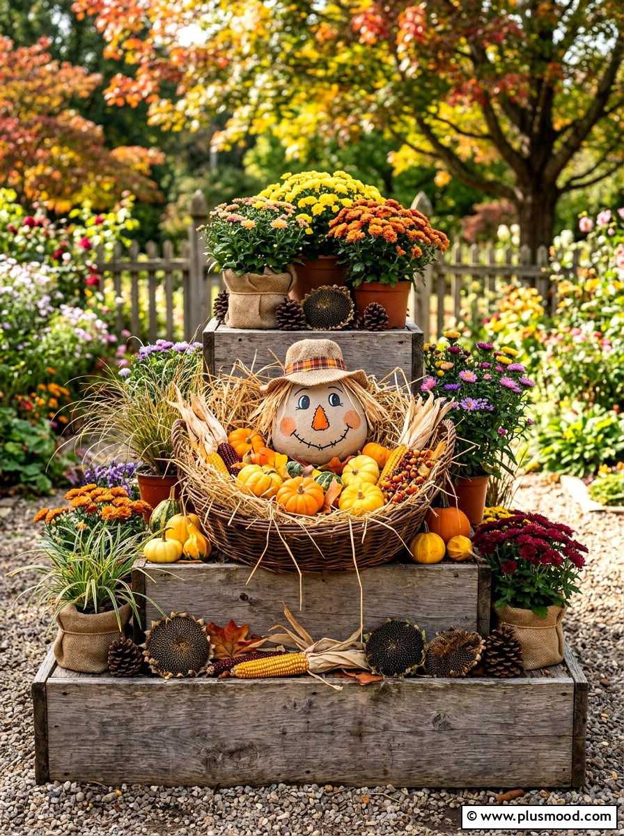 Scarecrow Rock Face - 25 painted rock ideas for fall decor
