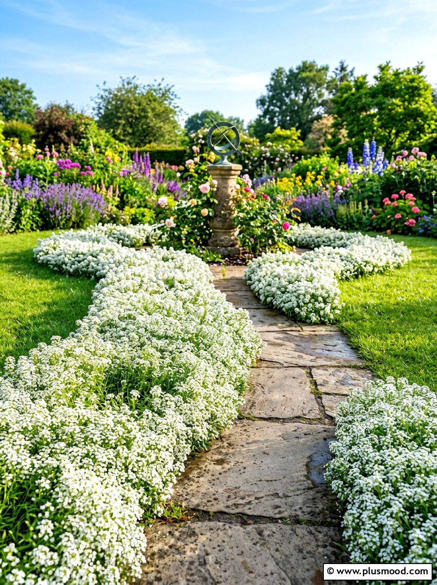 Scented Sweet Alyssum Border - 25 summer path border planting ideas