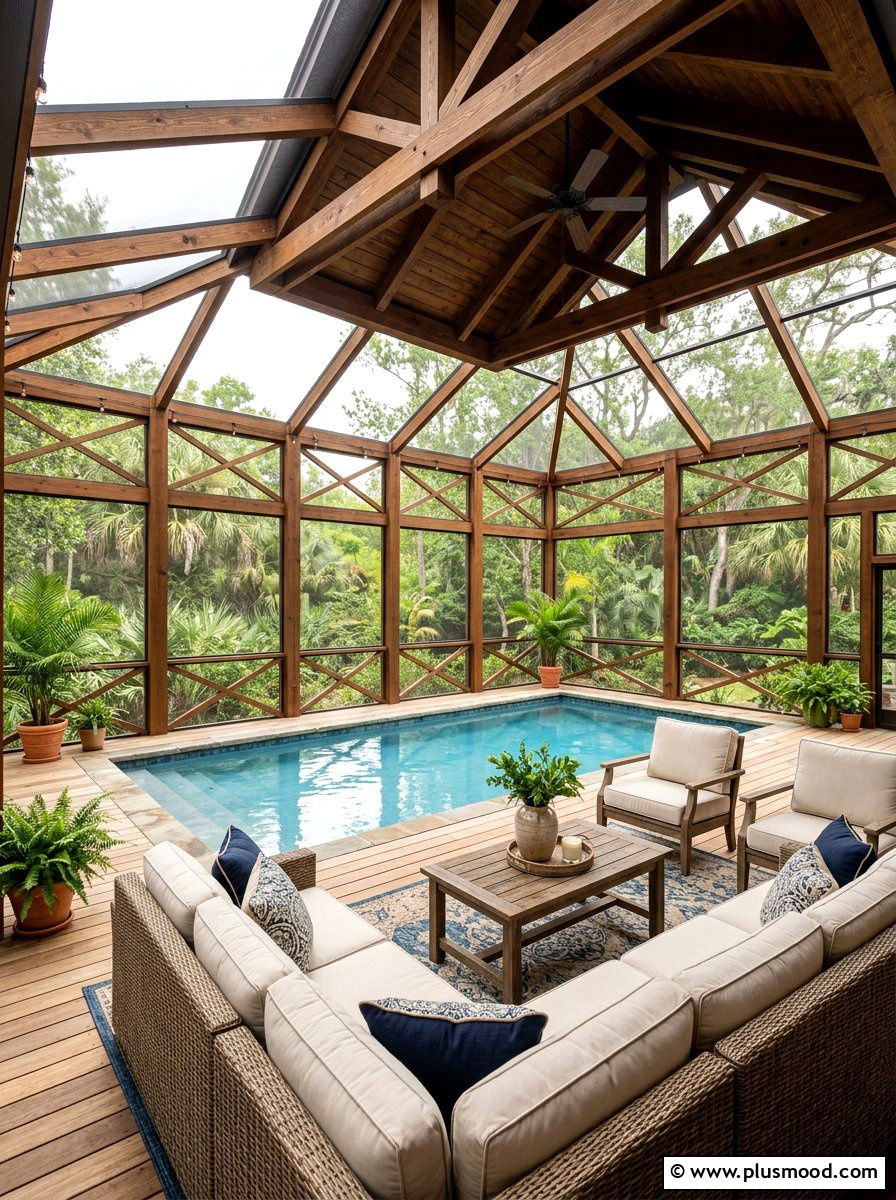Screened In Wood Pool Deck - 25 summer deck around pool ideas