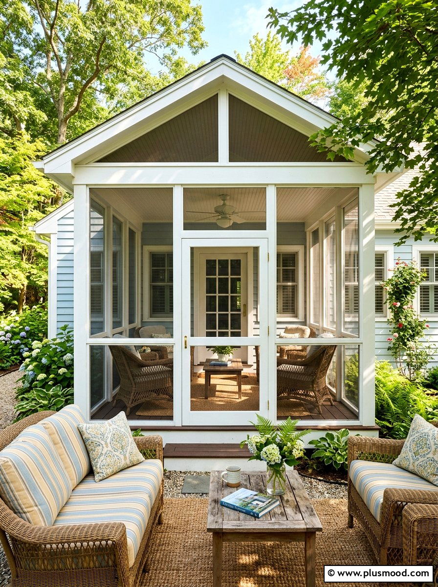 Screened in front porch - 25 summer cottage curb appeal ideas