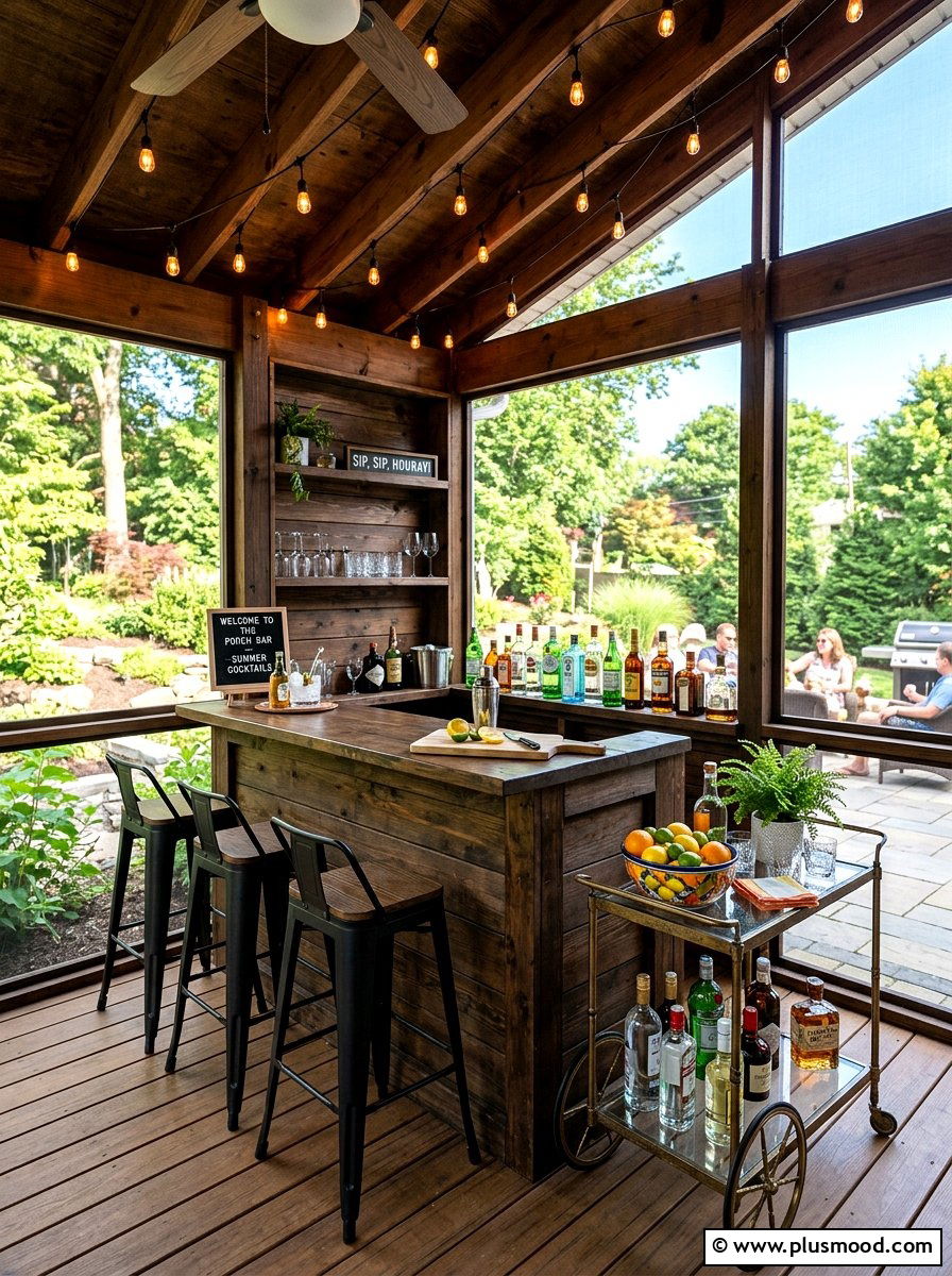 Screened porch bar - 25 summer screened front porch ideas