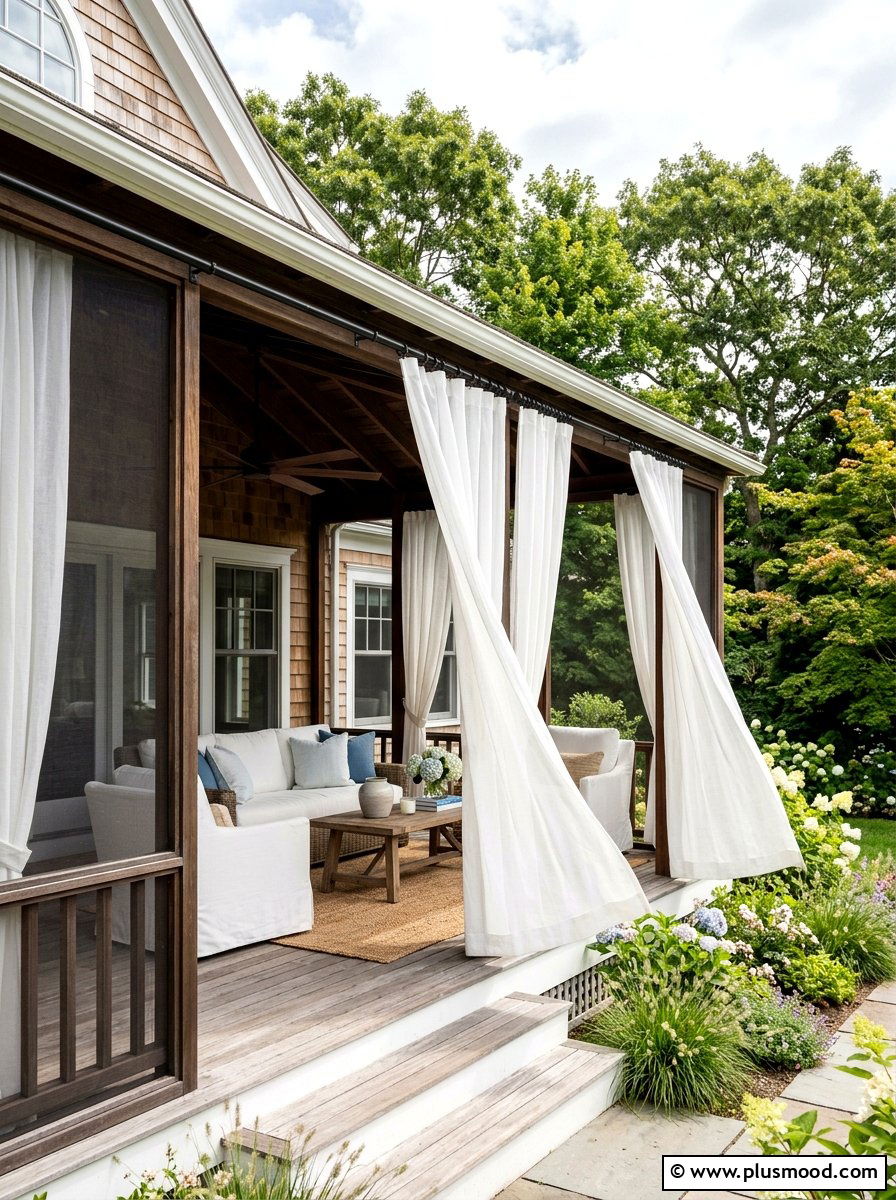 Screened porch curtains - 25 summer screened front porch ideas