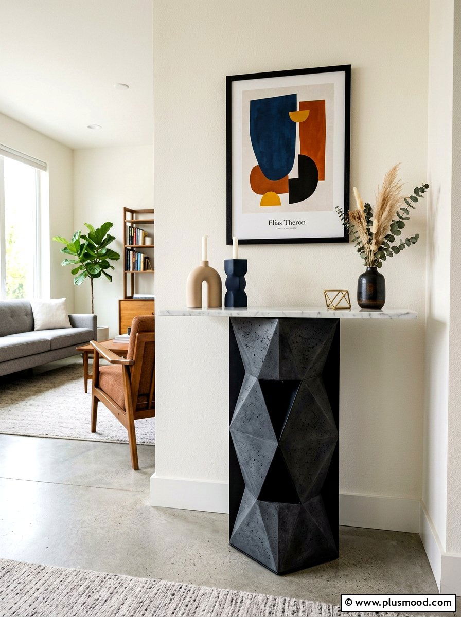 Sculptural Geometric Pillar Stand - 25 summer candles decor ideas for living room
