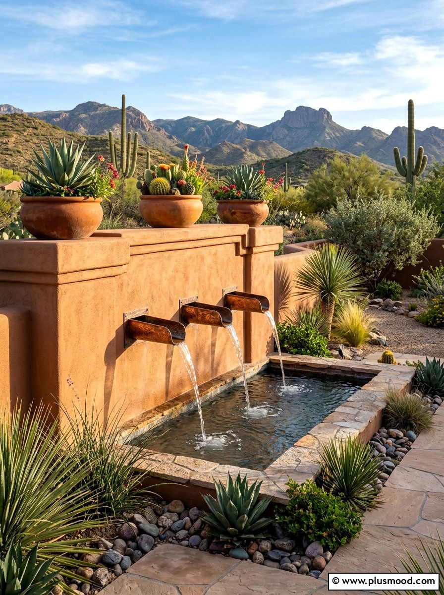 Scupper Water Feature - 25 pool landscaping ideas with water features