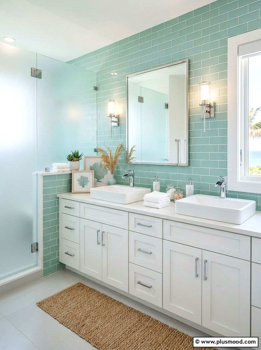 Sea Glass Bathroom Vanity - 25 summer beach house decorating ideas