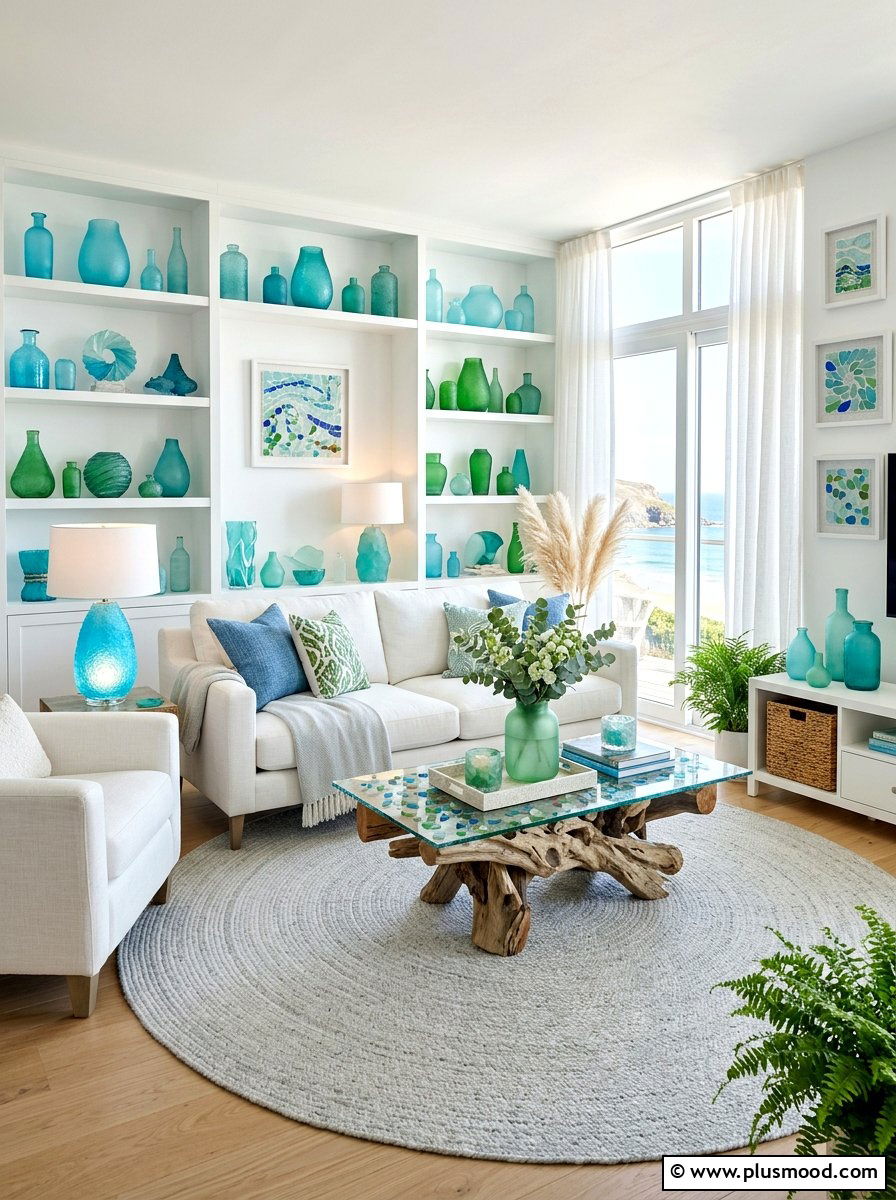 Sea Glass Living Room - 25 summer nautical decor ideas for living room