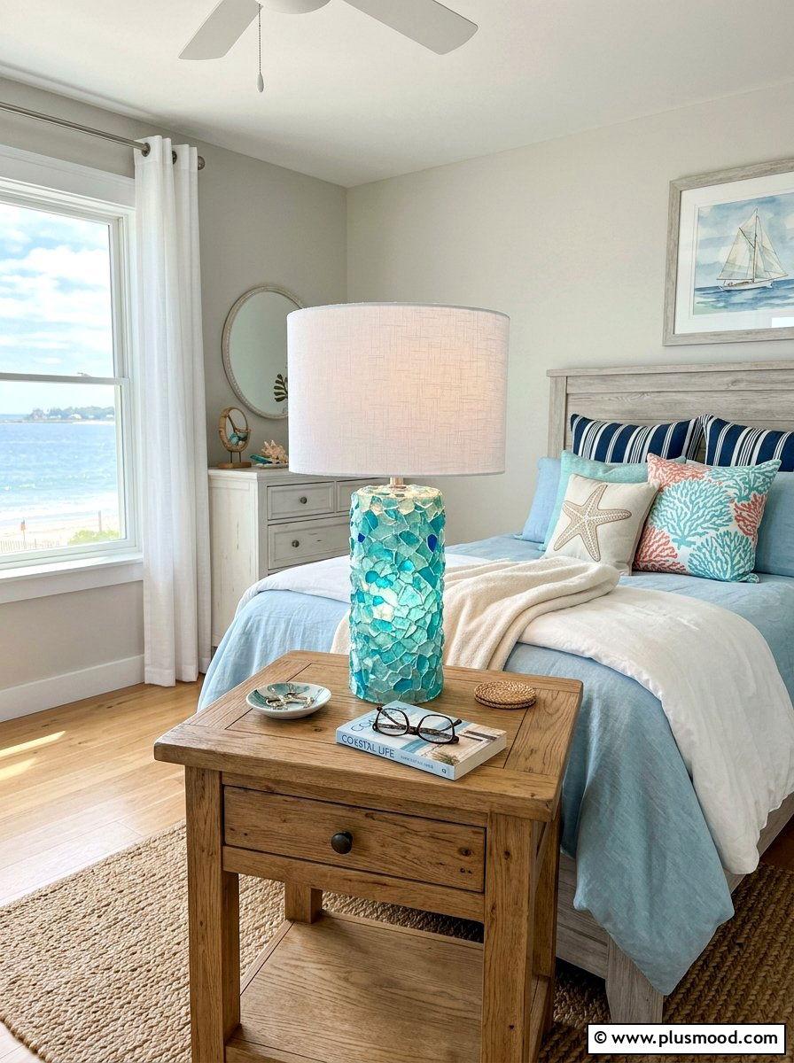 Sea Glass Table Lamp - 25 summer beachy bedroom ideas
