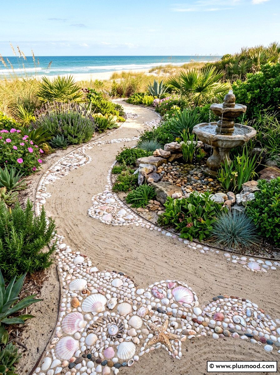 Sea Shell Rocks - 25 painted rock ideas for pathway art