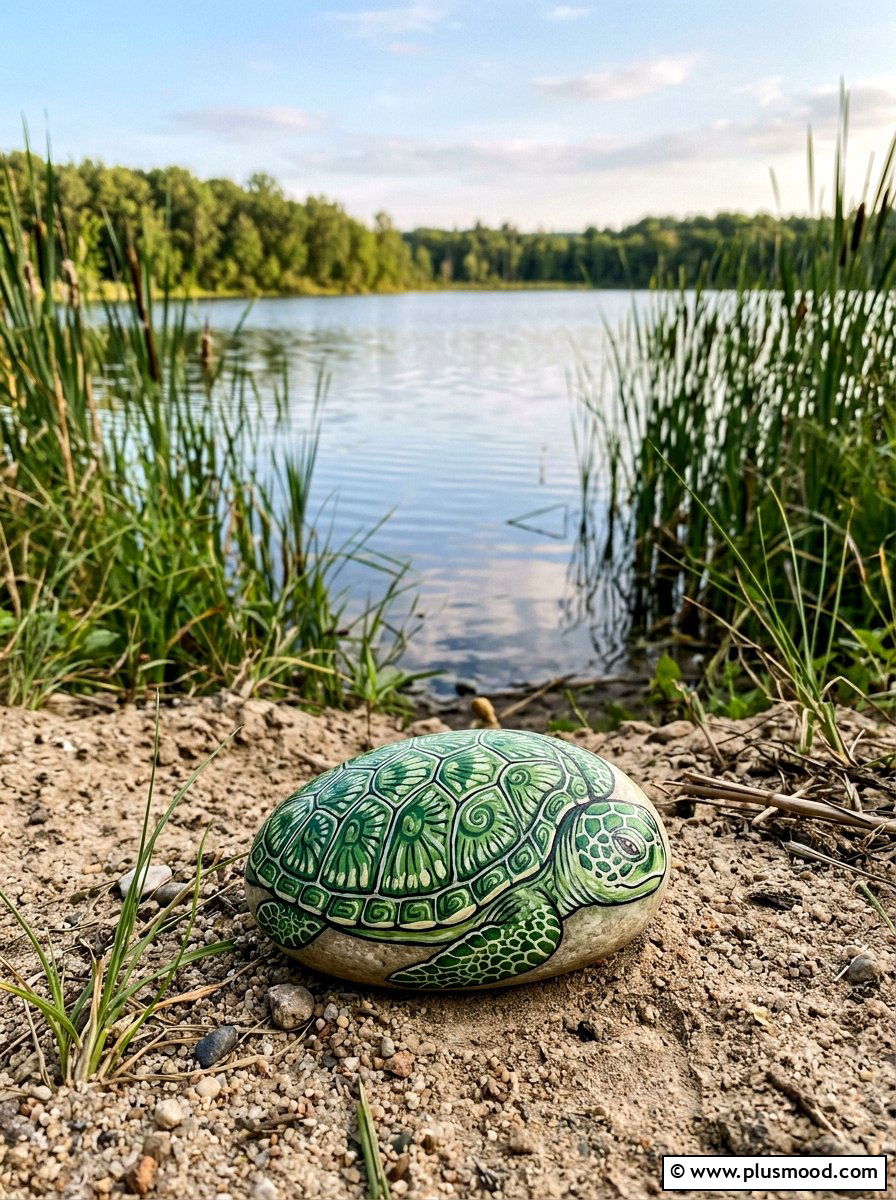 Sea Turtle Painted Rock - 25 painted rock ideas for hiding in nature