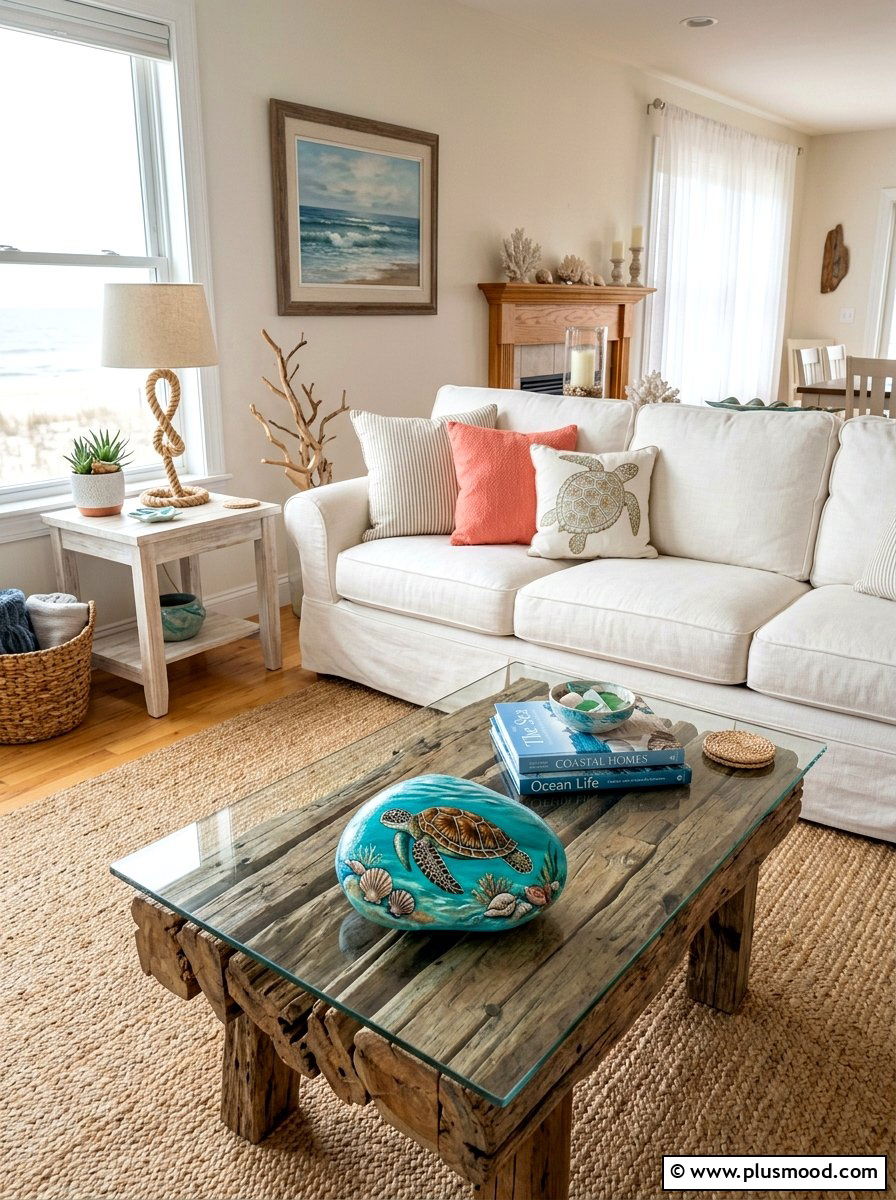 Sea Turtle Stone - 25 painted rock ideas with ocean theme