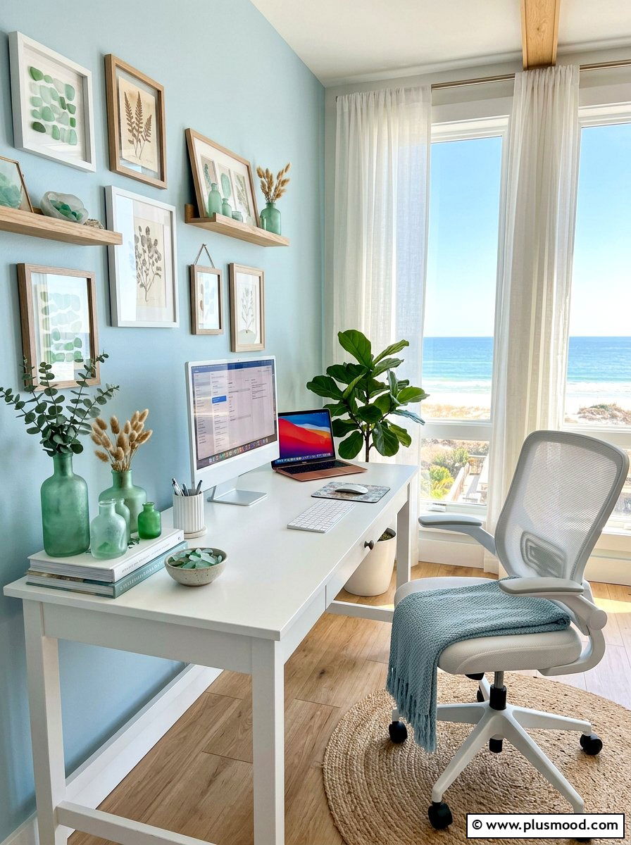 Sea glass home office - 25 summer nautical decor ideas