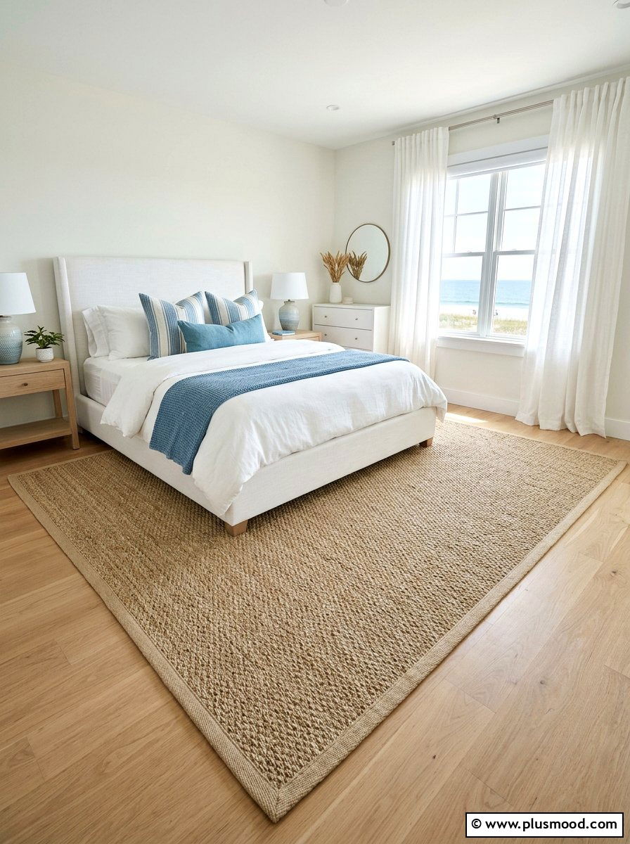 Seagrass Area Rug - 25 beachy summer bedroom ideas