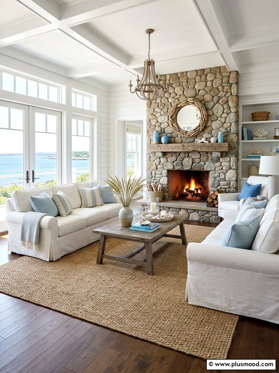 Seagrass Rug Living Room - 25 summer coastal farmhouse living room ideas