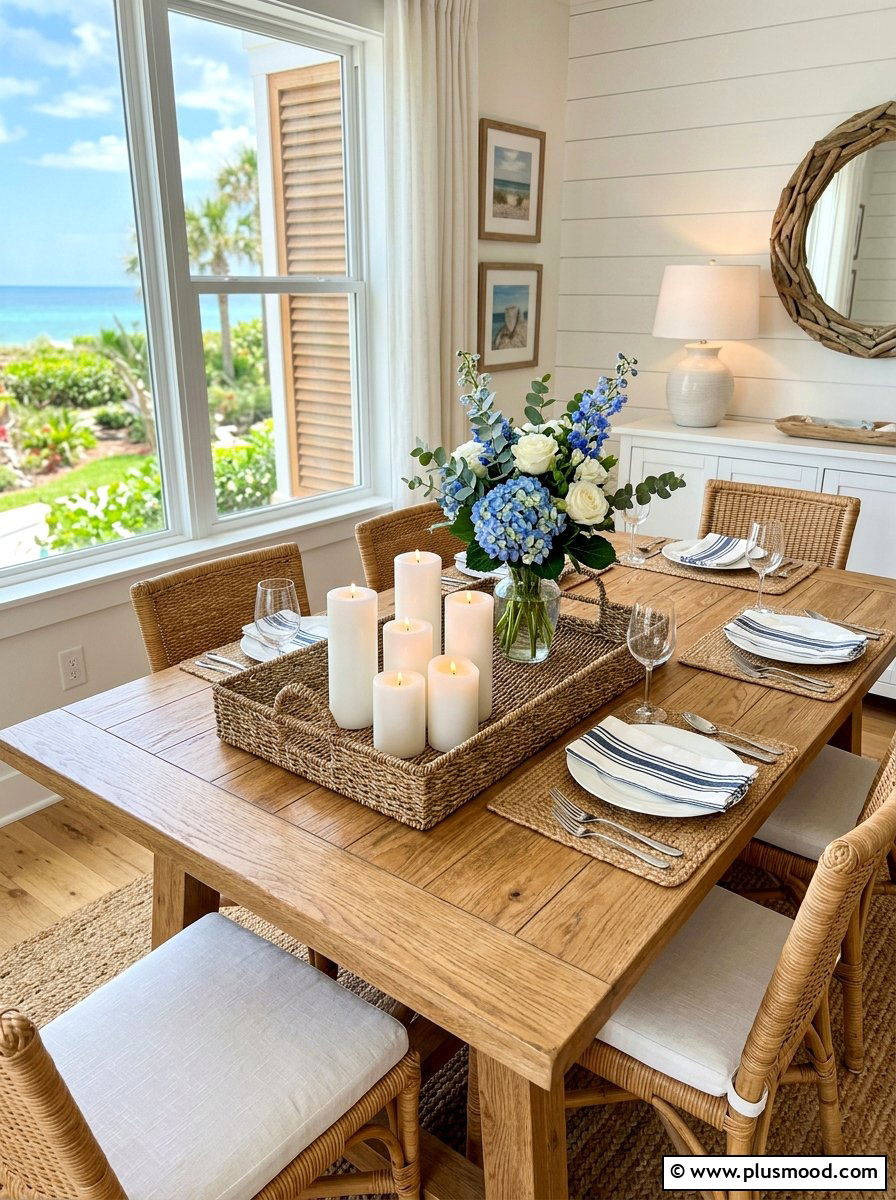 Seagrass Tray Decor - 25 late summer centerpiece ideas