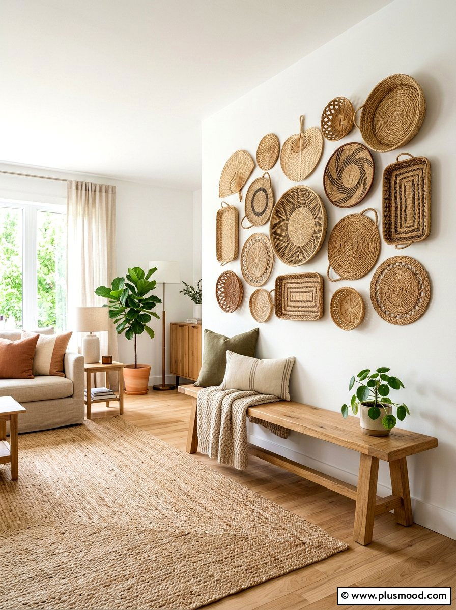 Seagrass wall decor - 25 summer living room styling ideas