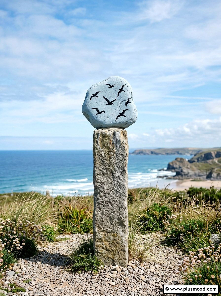 Seagull Sky Silhouette - 25 painted rock ideas with beach theme
