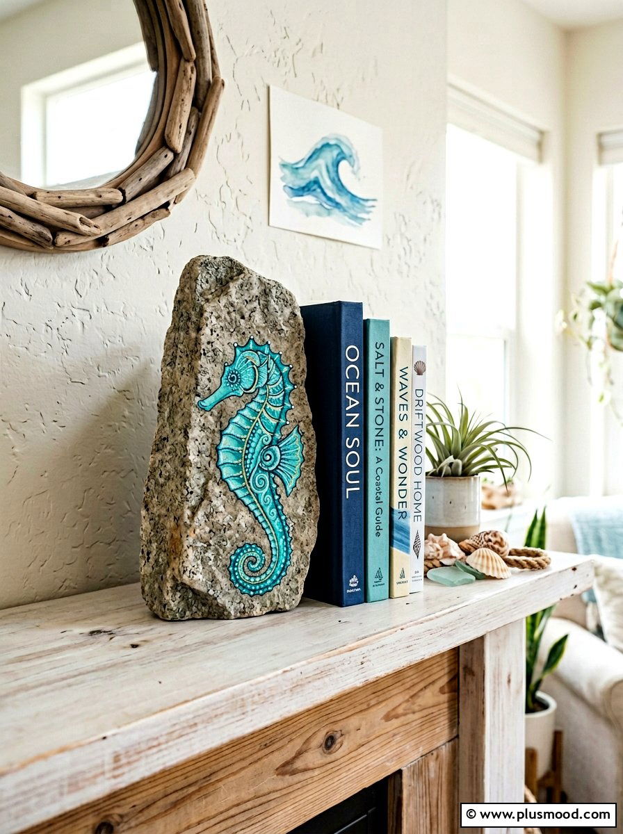 Seahorse Rock Art - 25 painted rock ideas with fish design