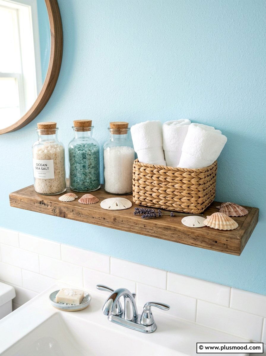 Seashell Bathroom Shelf - 25 summer decor ideas with shells