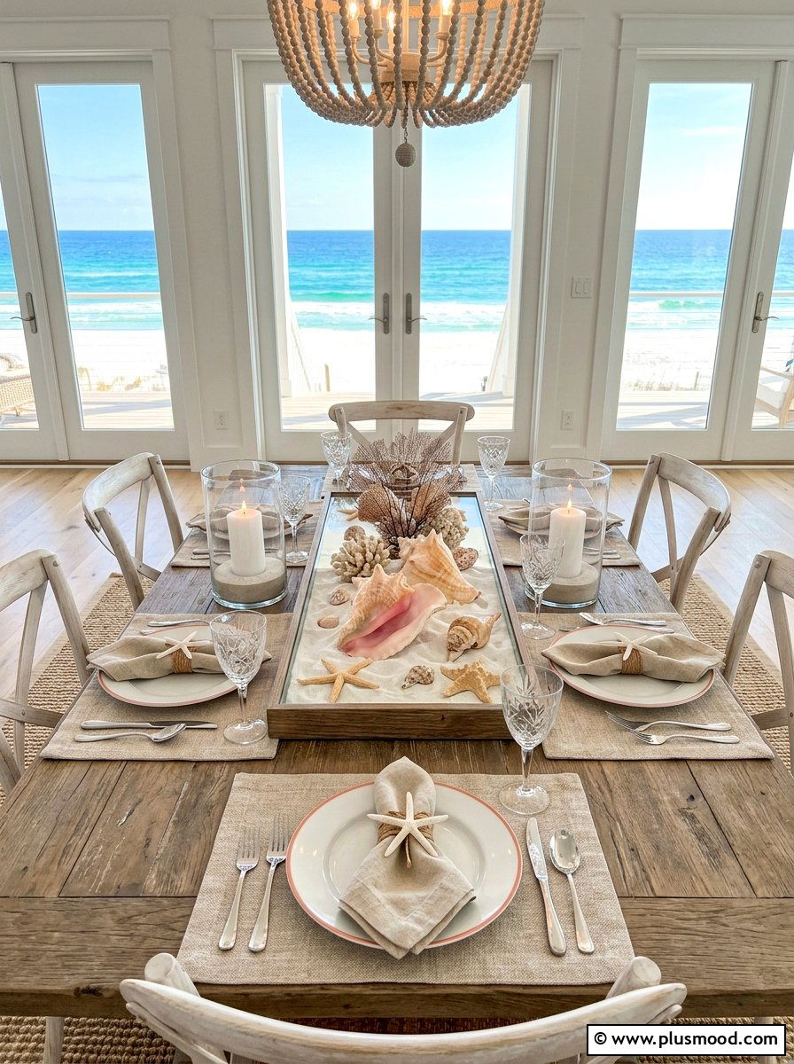Seashell Beach Table - 25 summer kitchen table decor ideas