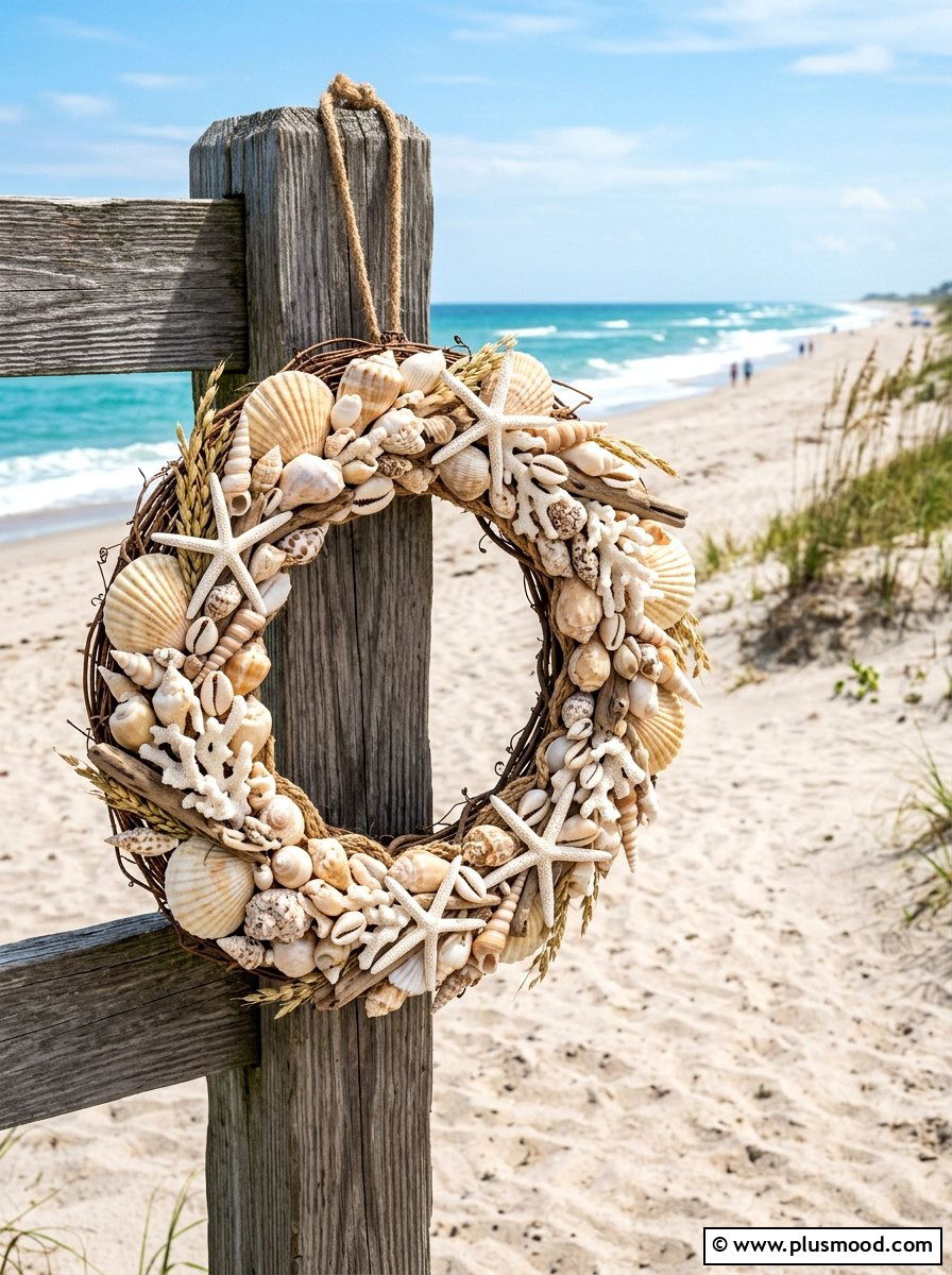 Seashell Beach Wreath - 25 summer wreath ideas for front door