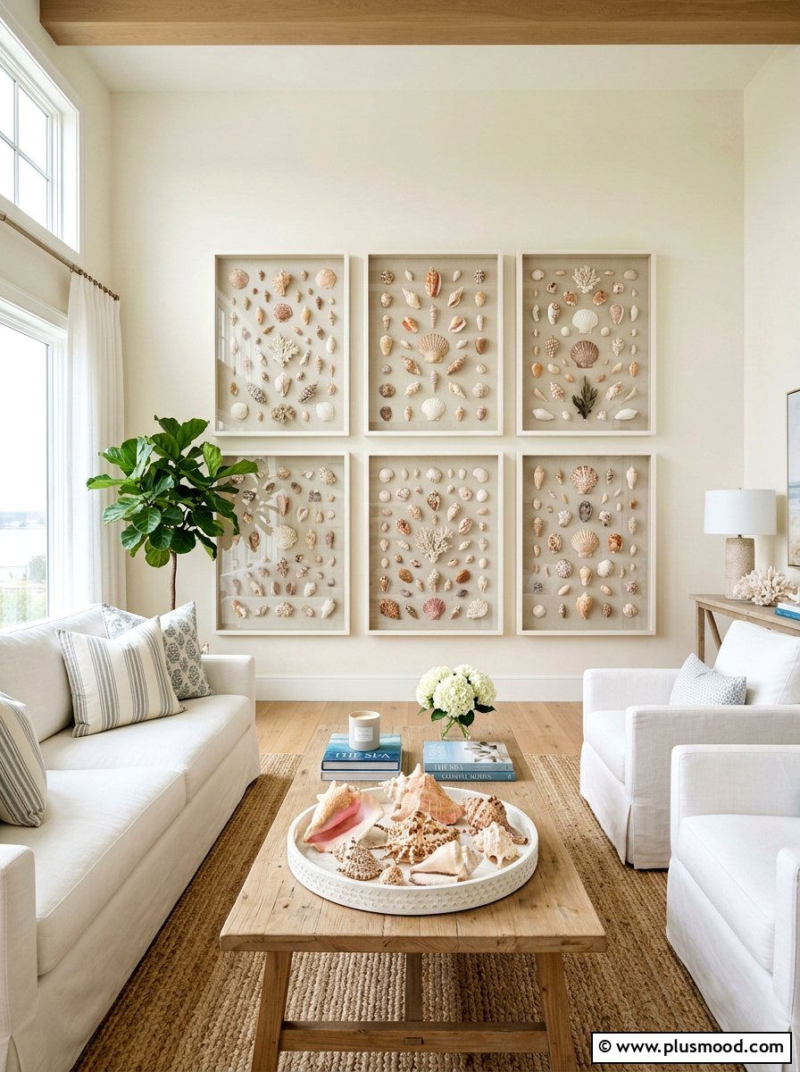 Seashell Display Living Room - 25 summer nautical decor ideas for living room