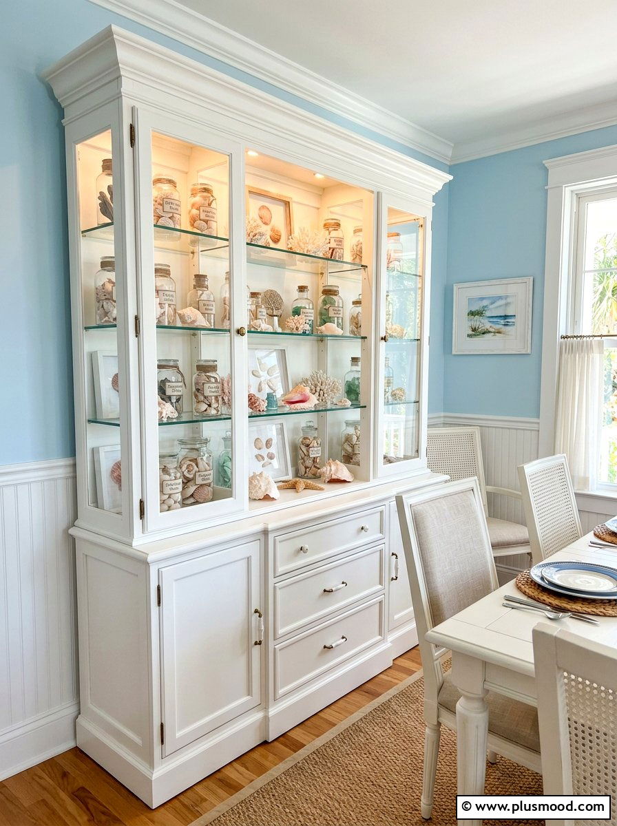 Seashell Display Nook - 25 summer beach house decor ideas