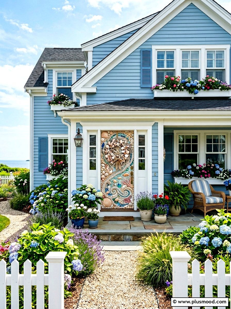Seashell Front Door - 25 summer seashell decor ideas
