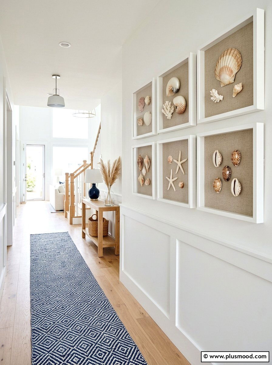 Seashell Gallery Wall - 25 summer seashell decor ideas