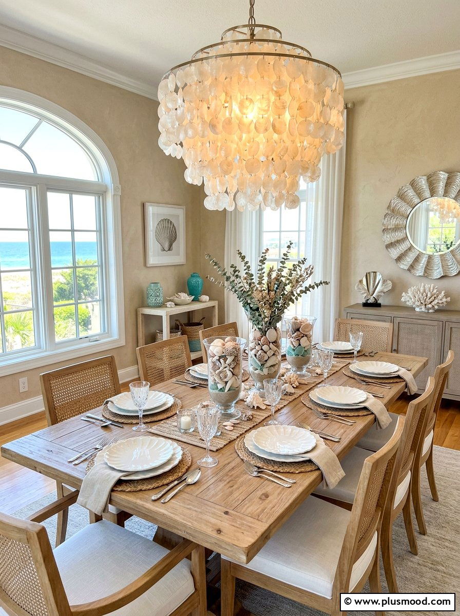 Seashell Inspired Dining Decor - 25 summer coastal dining room ideas