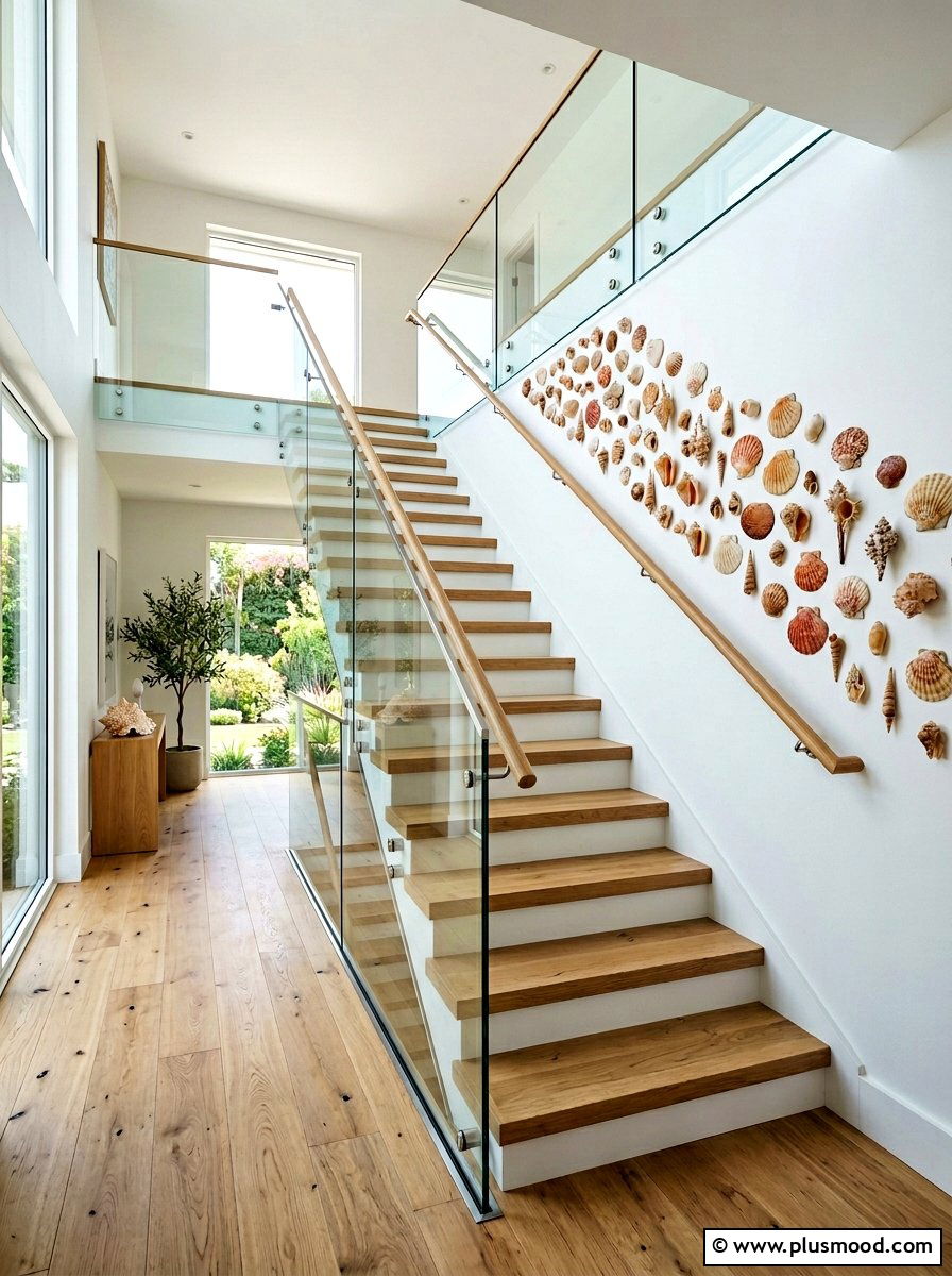 Seashell Stairway Decor - 25 summer seashell decor ideas