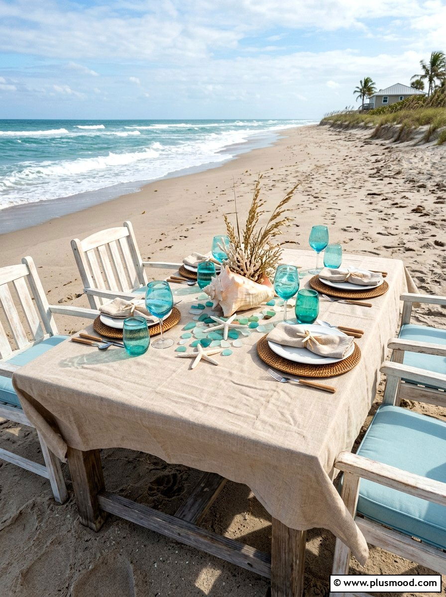 Seashell beach dinner table - 25 summer dinner party table ideas