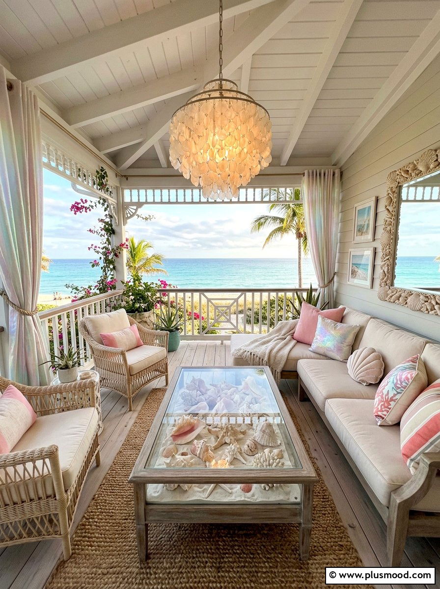 Seashell inspired porch design - 25 summer coastal porch ideas