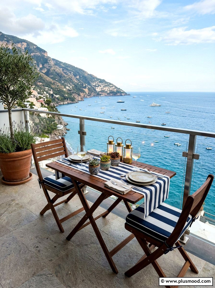 Seaside Balcony Dining Area - 25 summer elegant outdoor dinner ideas