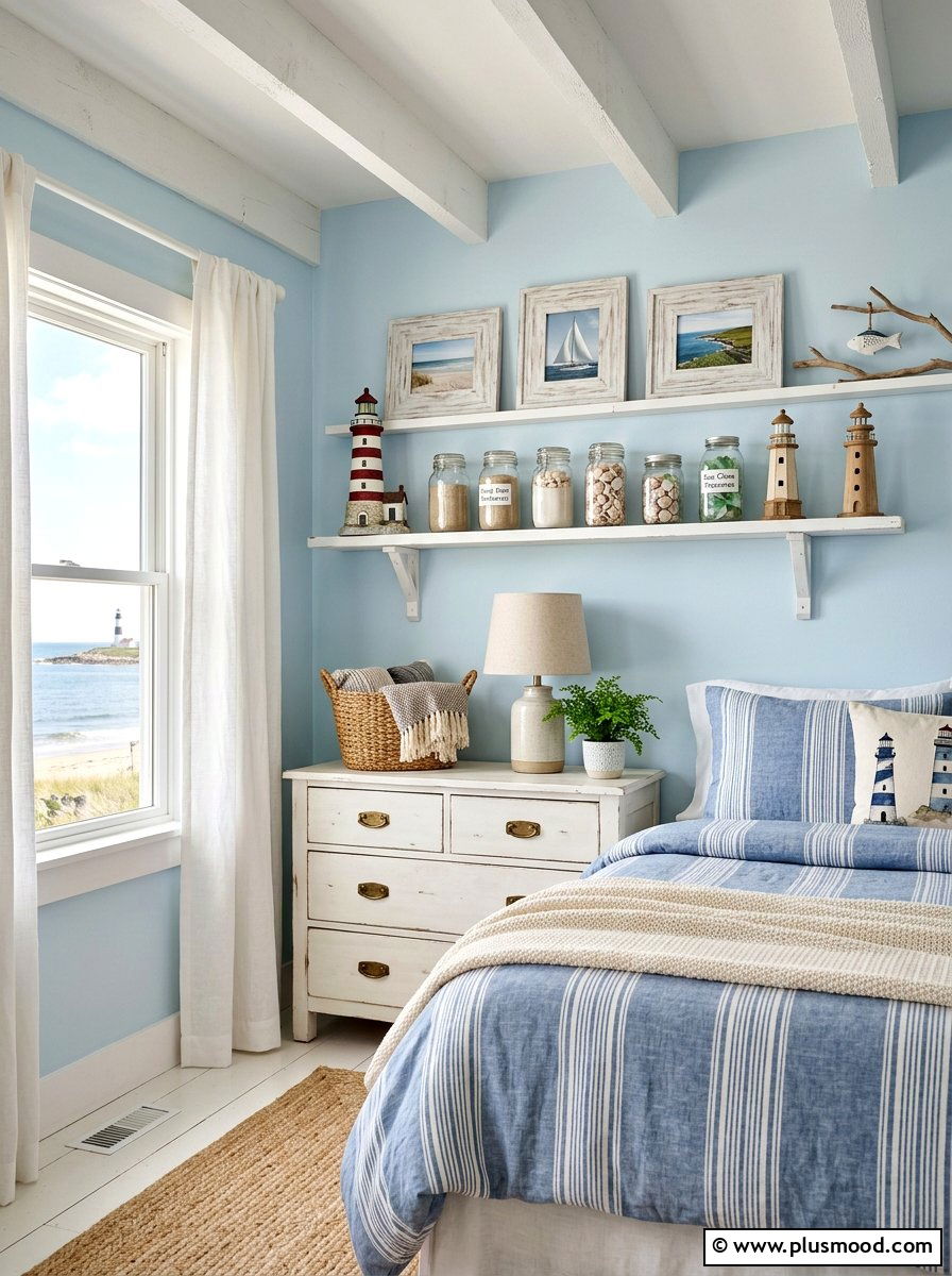 Seaside Cottage Bedroom Shelf - 25 summer bedroom shelf decor ideas