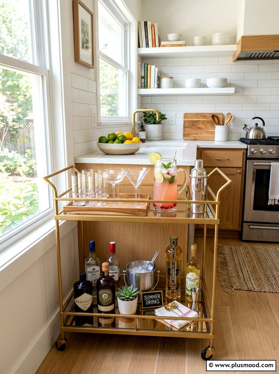 Seasonal Bar Cart - 25 summer small kitchen decor ideas