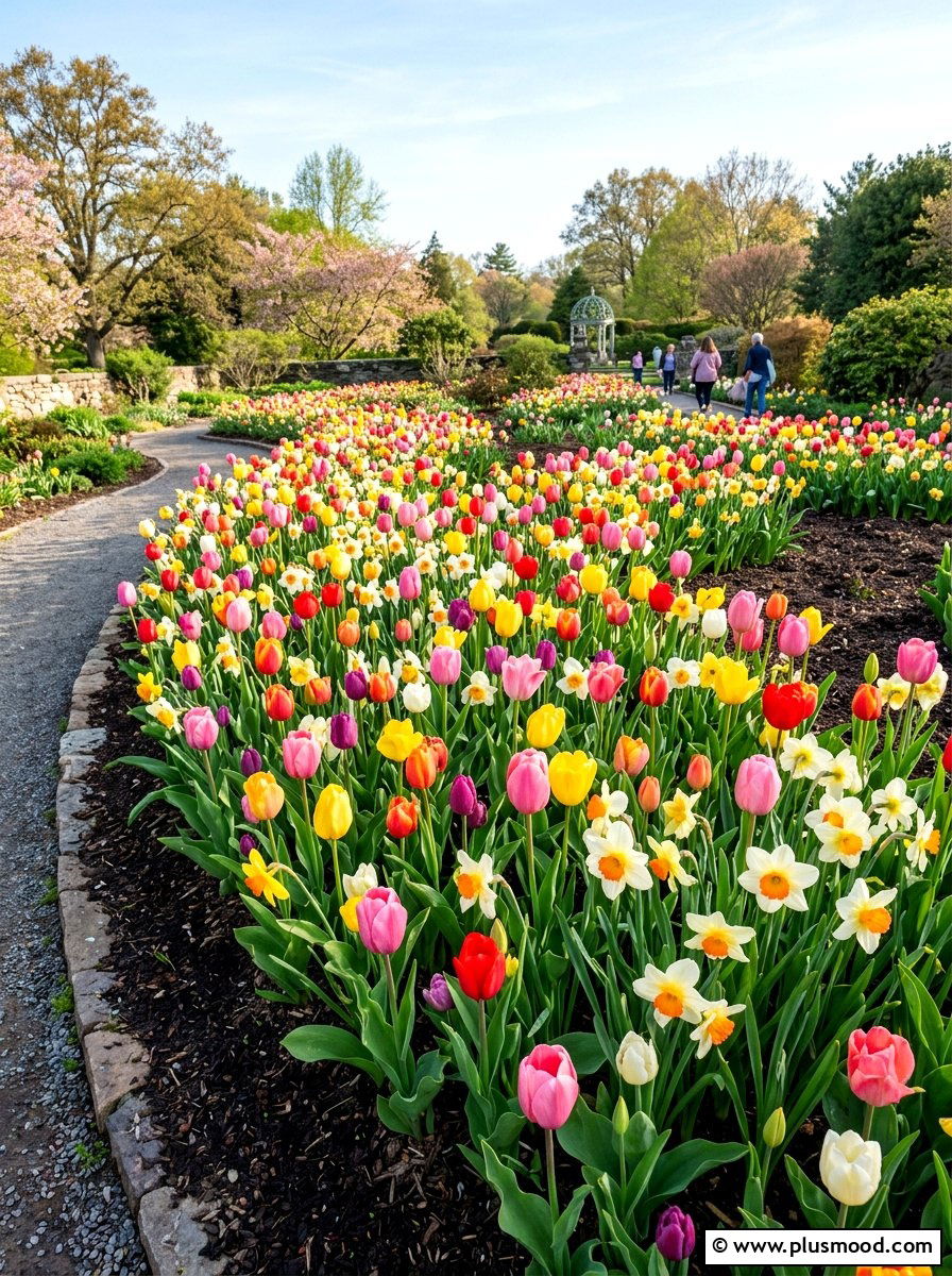 Seasonal Bulb Garden Display - 25 small backyard ideas with flower beds