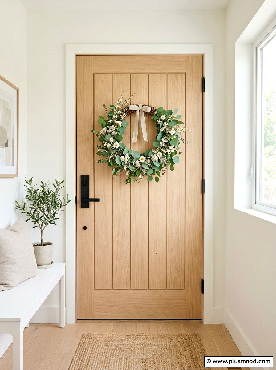 Seasonal Door Wreath - 25 summer townhouse curb appeal ideas