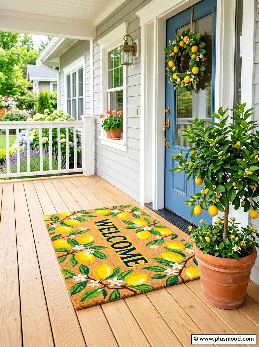 Seasonal Welcome Mat - 25 budget summer front porch decor ideas
