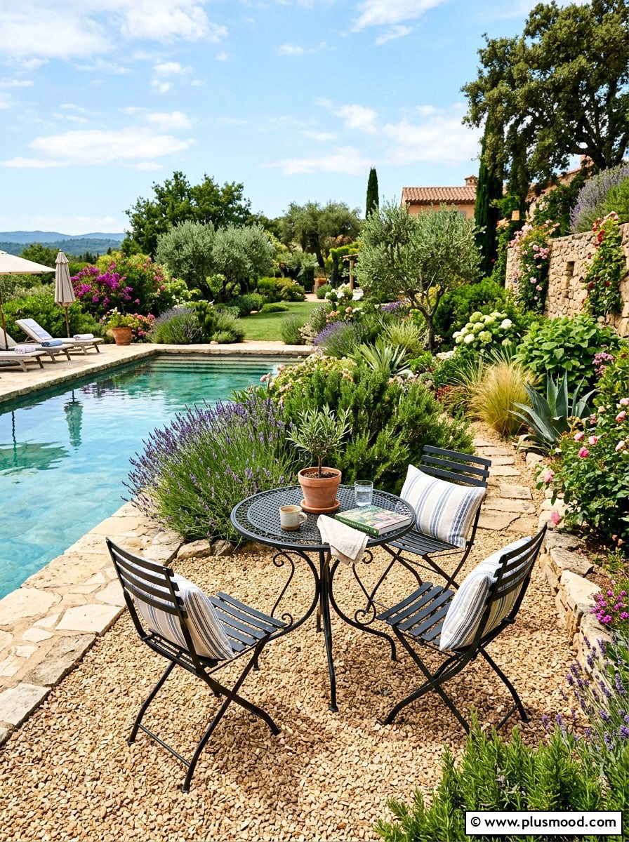 Seating area with pool gravel - 25 pool landscaping ideas with gravel