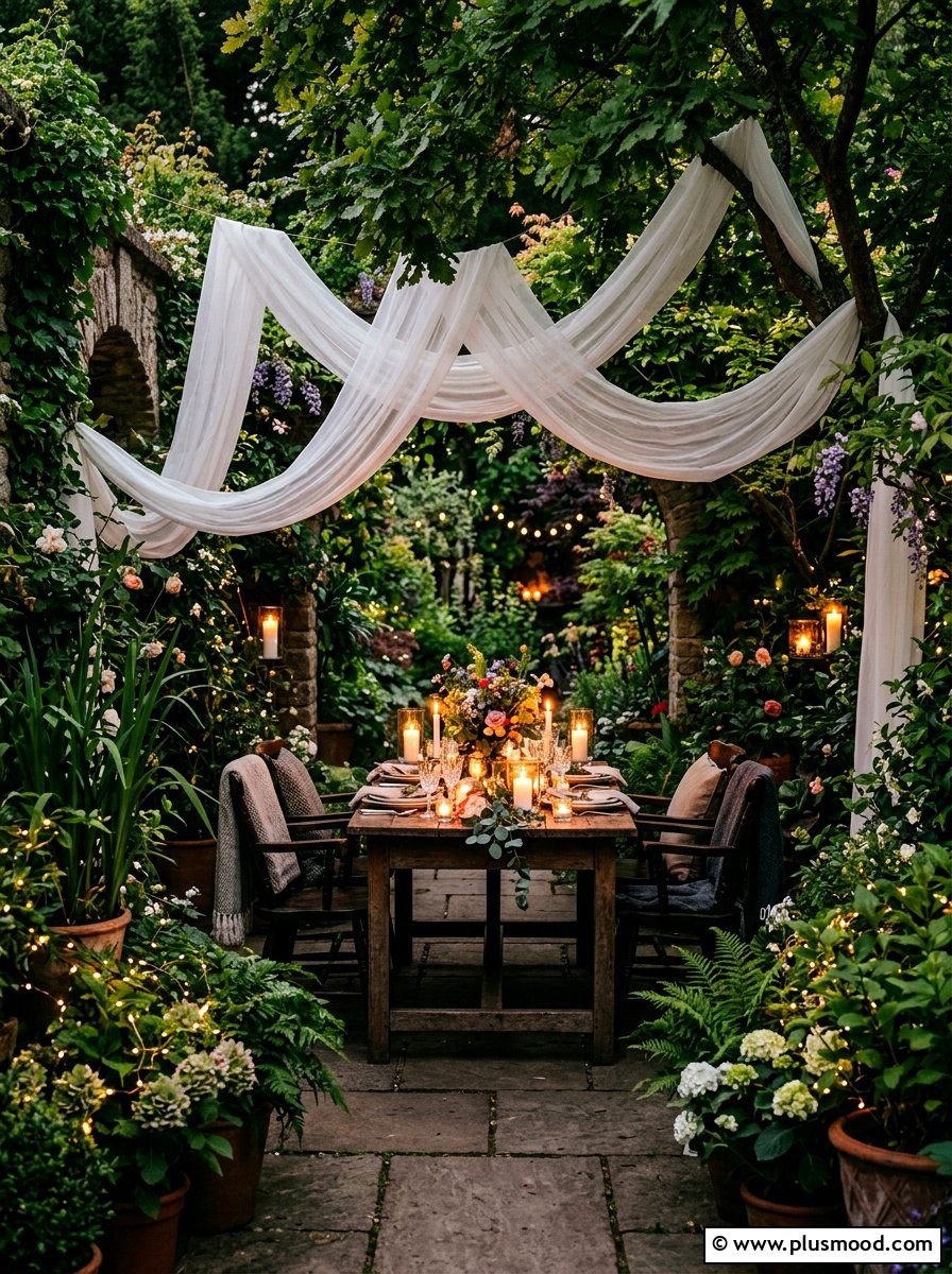 Secret Garden Candlelight Table - 25 summer elegant outdoor dinner ideas