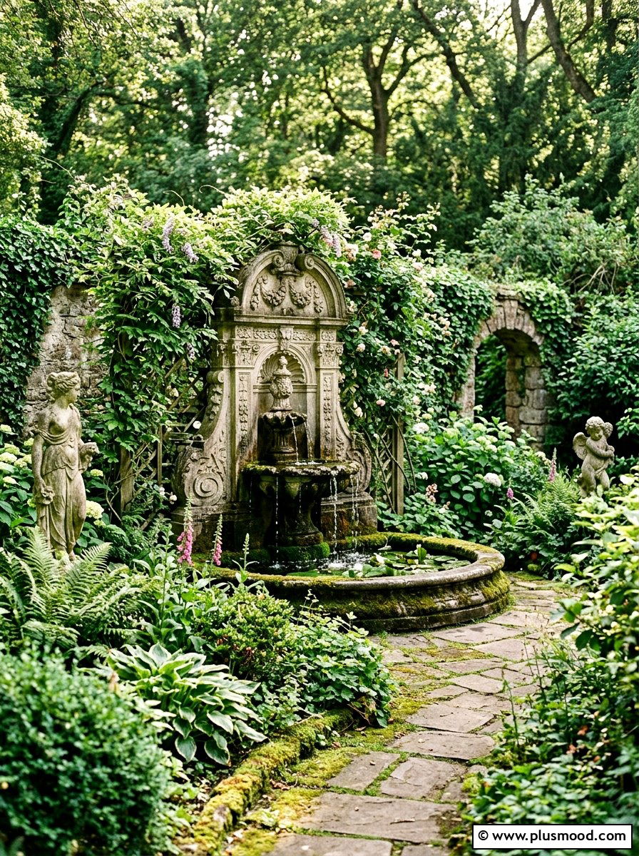 Secret Garden With Hidden Fountain - 25 small backyard ideas with fountain