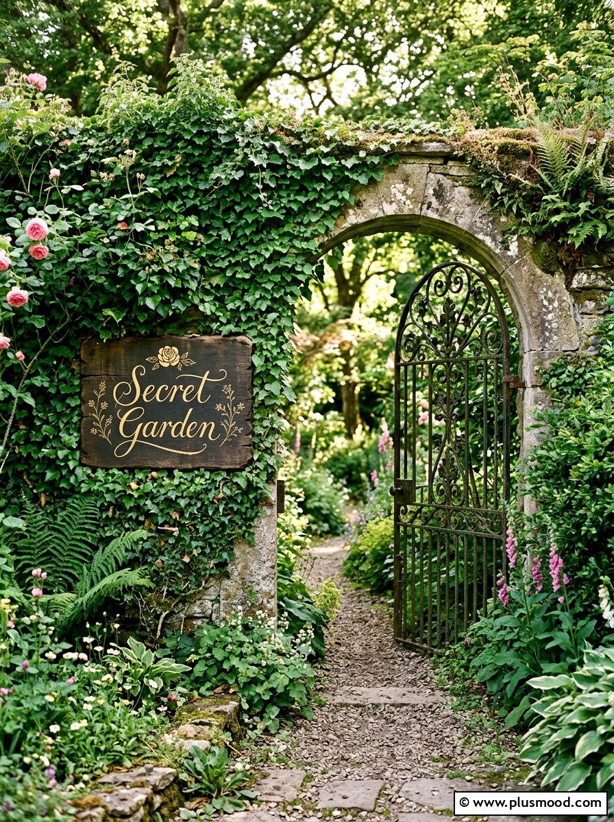 Secret garden wooden plaque - 25 outdoor garden decor ideas with wood signs